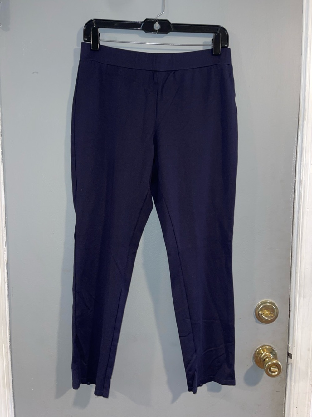 Jude Connally Olivia Ponte Knit Slim Fit Back Zip Navy Pants M